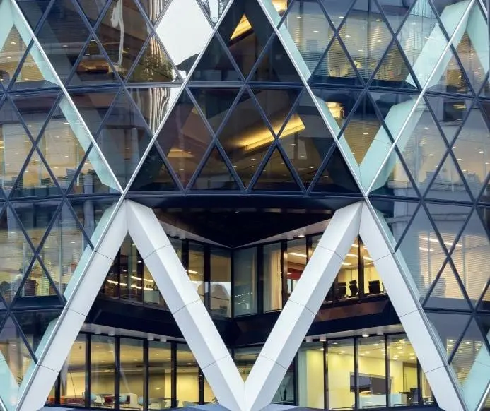 Reference example 5 of curtain wall façade — framed and structurally glazed systems