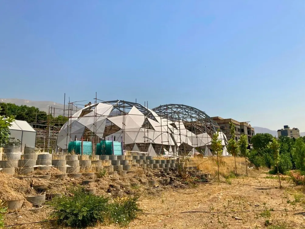 The research centre domes with the surrounding planting being established