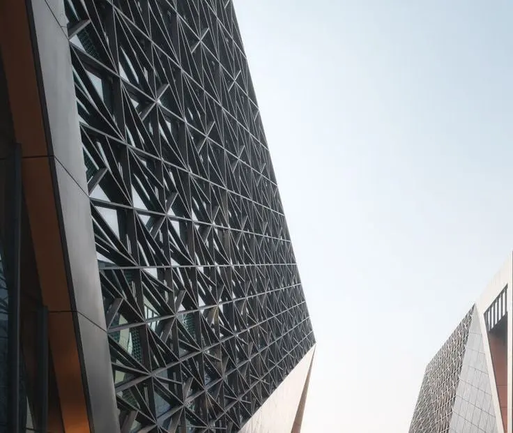 Reference example 5 of perforated metal dry façade — punched metal screens and second skins