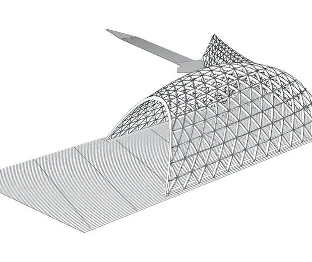 Reference example 12 of space structures — long-span three-dimensional steel